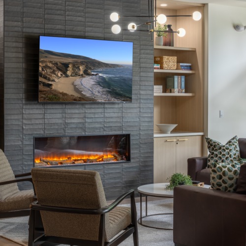 a clubhouse with fireplace a clubhouse with fireplace