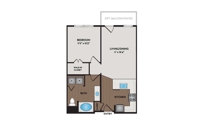 Cabin 1 Bed 1 Bath Floorplan