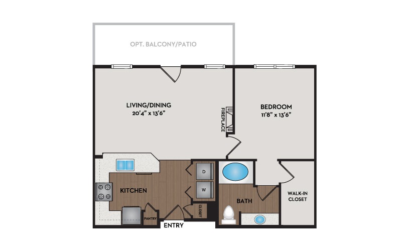 Cottage 1 Bed 1 Bath Floorplan